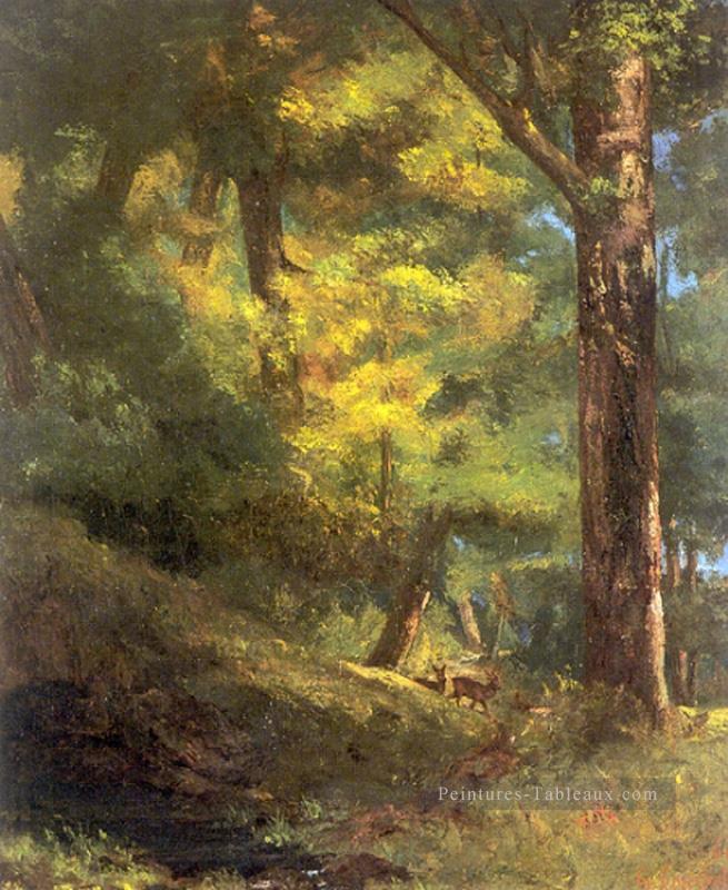 Deux Chevre Uils Dans la forêt paysage Gustave Courbet Peintures à l'huile